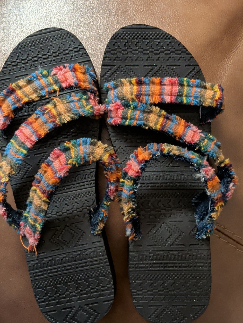 Cute Multicolored Muk Luks Sandals. Comfortable, Slip On Style. Like New.